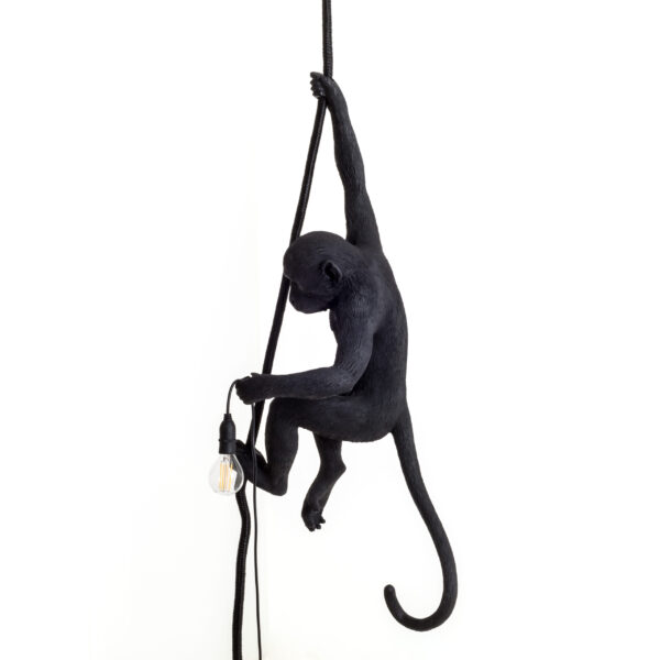 Monkey Lamp with Ceiling Rope Black