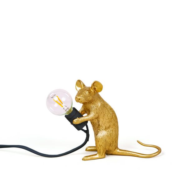 Mouse Lamp Gold Sitting 'Mac' USB