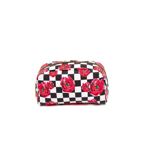 TP PU BEAUTY CASE LARGE 'ROSES ON CHECK'