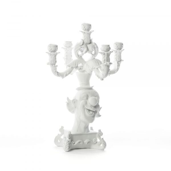 Burlesque 5 Arms Candelabra 'Clown' White