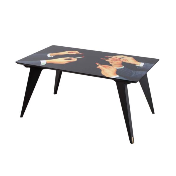 TP RECTANGULAR WOODEN TABLE - Cm 157X90 H.74.5 LIPSTICKS BLACK