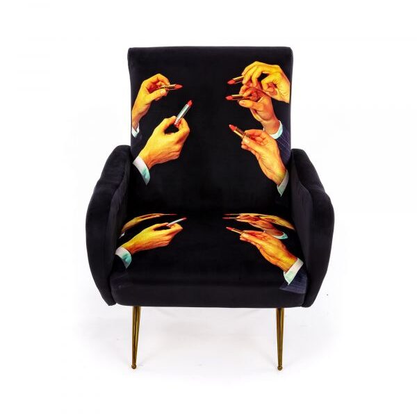 TOILETPAPER Armchair 'LIPSTICKS BLACK' FLOOR STOCK