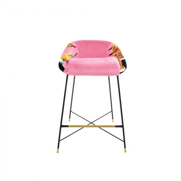 TOILETPAPER Padded Stool 'PINK LIPSTICKS' FLOOR STOCK