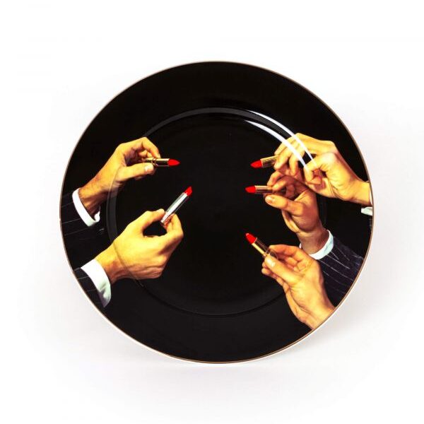TOILETPAPER NEW Porcelain Plate 'BLACK LIPSTICKS'